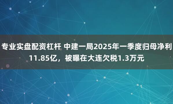 专业实盘配资杠杆 中建一局2025年一季度归母净利11.85亿，被曝在大连欠税1.3万元